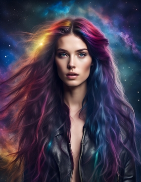 性感宇宙风格皮衣美女人像艺术摄影图片